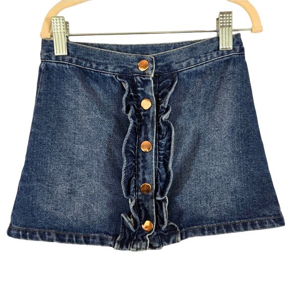 Tommy Bahama Little Girls Ruffled Button Blue Jean Denim Mini Skirt Size XS 4 - Picture 1 of 9